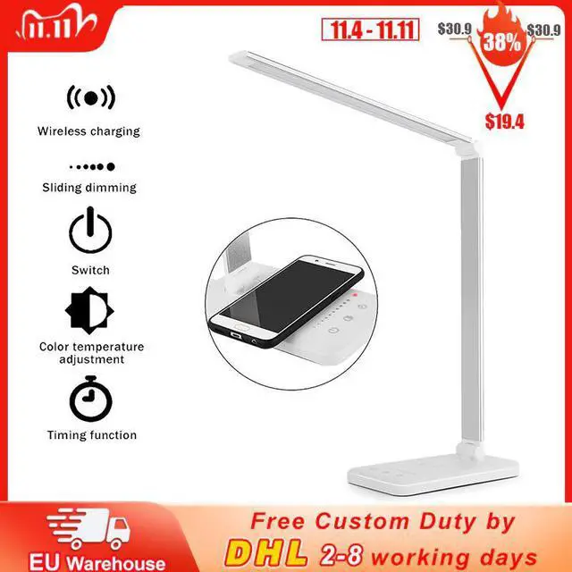 Alt view image 6 of 7 - Charger LED Desk Lamp USB Charging Dimmable Eye-friendly Table Lamp with 5 Modes Touch Control Auto Timer Reading Lamp