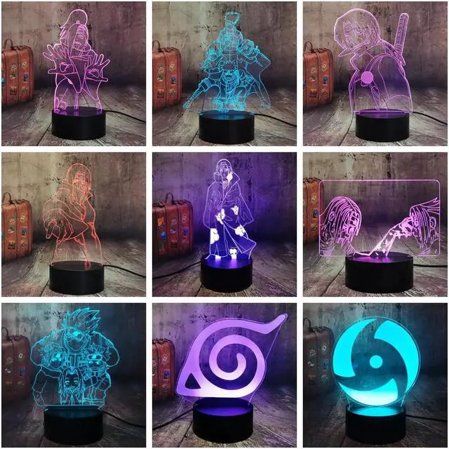 Main image of Anime Night Light Uchiha Itachi Sasuke DEIDARA 3D LED Illusion Table Deak Lamp Home Decoration  Fans Xmas lampara