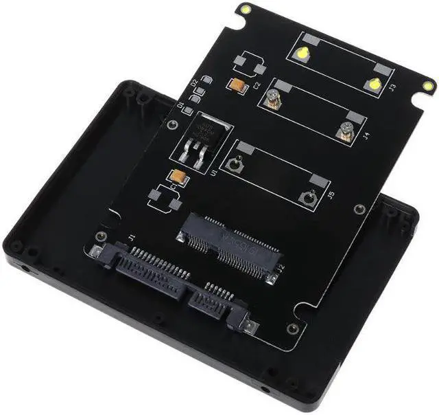 Alt view image 5 of 5 - Pcie mSATA SSD to 2.5 inch SATA3 Adapter Card with Case 7 mm Thickness black