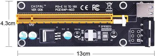 Alt view image 2 of 5 - VER006 PCI-E Riser Card 60CM 100CM USB 3.0 Cable PCIE 1X to 16X Extension Adapter SATA 4Pin Power for Miner GPU Mining