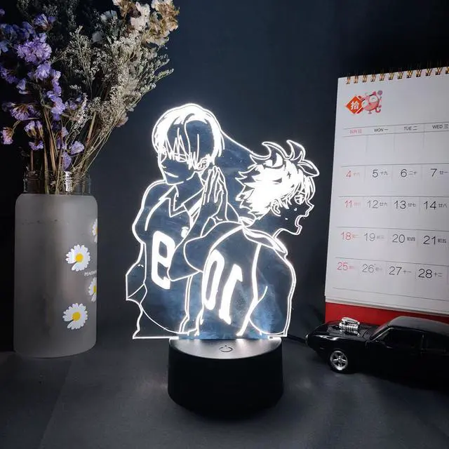 Alt view image 4 of 5 - Shoyo & kageyama tobio Figurine 3D Anime Lamp Haikyuu Comic Night LED Sensor Light Bedroom Bedside Table Decor Otaku Gift