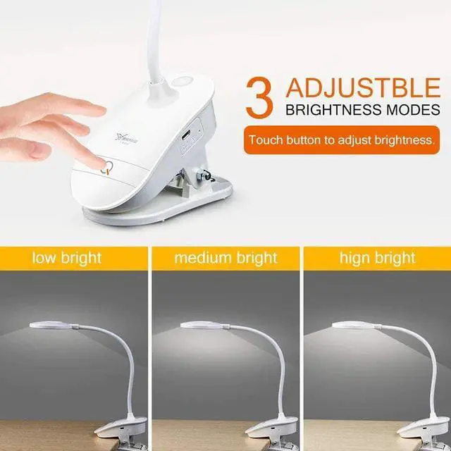 Alt view image 4 of 5 - Desk Lamp Clip Wireless Table Light Touch Study Lamps Magnifier Gooseneck Desktop Foldable Table Light USB Rechargeable Hot