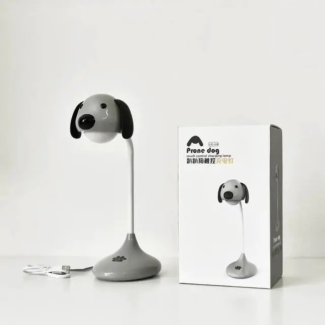 Alt view image 4 of 5 - Touch On/off Switch Desk Lamp Rechargeable Cute Cartoon Dog Lamp Eye Protection Student Study Reading Dimmer  Table Lamps