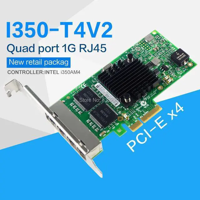 Main image of I350-T4V2 4-Port Gigabit Ethernet PCI-Express X4  I350AM4 Server Adapter Network Card