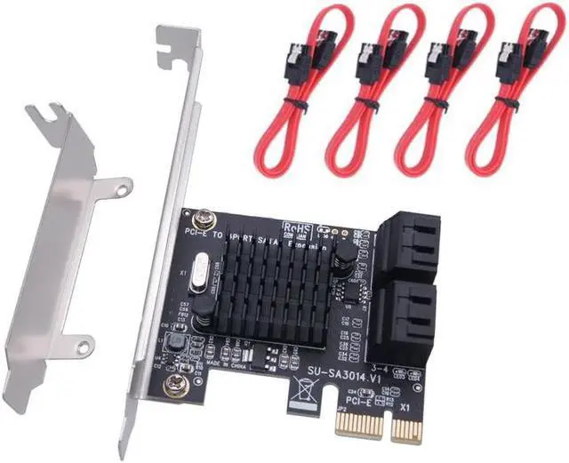 Alt view image 2 of 5 - 4 Port SATA III Expansion Card 6Gbps PCIe 1X to SATA 3.0 Adapter Converter Card Support IPFS Hard Disk Devices Card