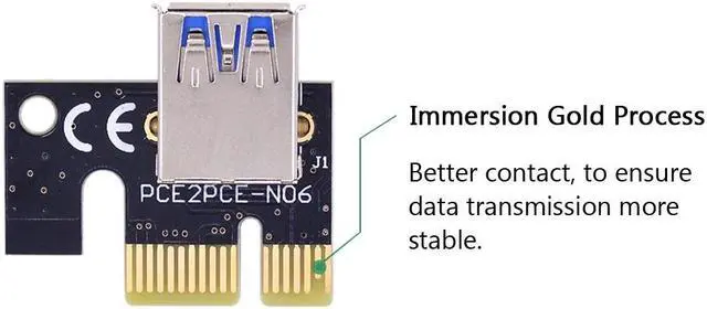 Alt view image 4 of 5 - VER006 PCI-E Riser Card 60CM 100CM USB 3.0 Cable PCIE 1X to 16X Extension Adapter SATA 4Pin Power for Miner GPU Mining