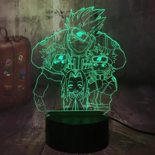 Main image of Anime Figure 3D Optical Illusion Night Light Hatake Kakashi Uzumaki  Uchiha Sasuke Table Lamp Kid Christmas lamps