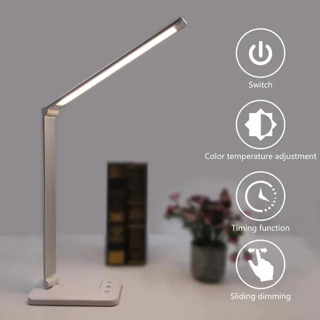 Alt view image 4 of 5 - Rotatable LED Desk Lamp 3 Modes 5 Dimmable Levels Touch USB Powered Reading Light Eye-protect with Timer Led Table Lamp