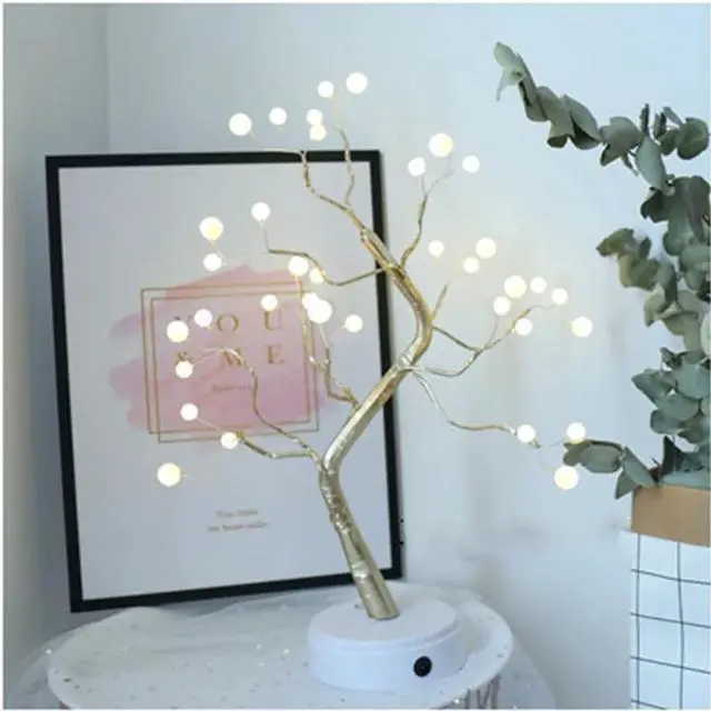 Alt view image 3 of 5 - 36/108 LEDS Night Lamp Mini Christmas Tree Bonsai Tree Light Gypsophila Lights Home Party Wedding Indoor Decoration Night Light