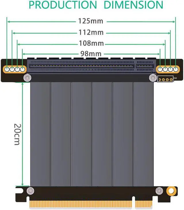 Alt view image 3 of 5 - Extender PCIE Riser PCI E 16X Riser Graphics Cable x16 1ft 3ft For Tt itx Case GTX1080TI firepro w7100 radeon pro wx5100