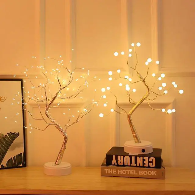 Alt view image 3 of 5 - 108 LED USB Table Lamp Copper Wire Christmas Fire Tree Night Light Table Lamp Home Desktop Decoration Christmas Decoration
