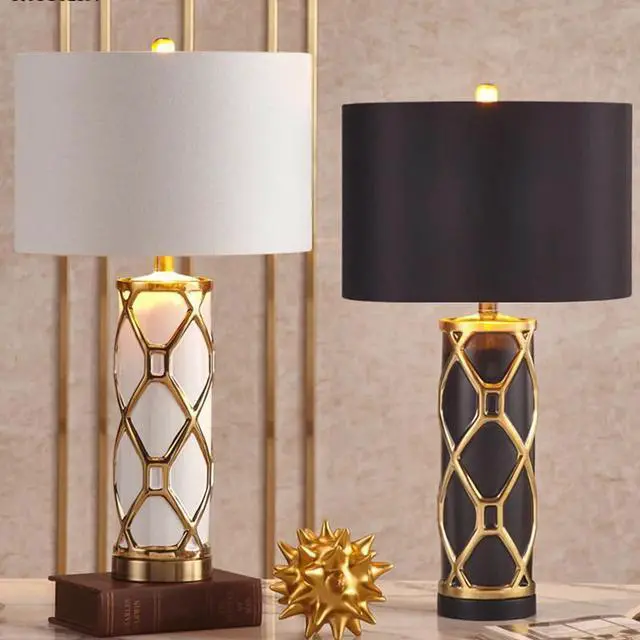 Main image of Ceramic LED Lights Table Lamp Cloth Table Lamps Shade For The Bedroom Bedside Hotel Living Room Home Decor Desk Lamp