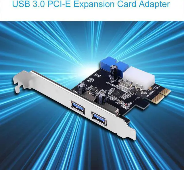 Alt view image 5 of 6 - USB 3.0 PCI-E Expansion Card Adapter 2 Port External USB3.0 Hub Internal 19pin Header PCI-E Card 4pin IDE Power Connector