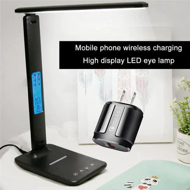 Main image of 10W LED Table Lamp For Study Reading Touch Switch Desk Lamps With Calendar Temperature Alarm Clock Rechargeable Reading Light