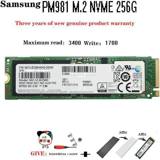 Alt view image 4 of 5 - SSD M.2 PM981 256GB 512GB 1TB Solid State Hard Disk M2 SSD NVMe PCIe 3.0 x4 NVMe Laptop Internal disco duro m.2