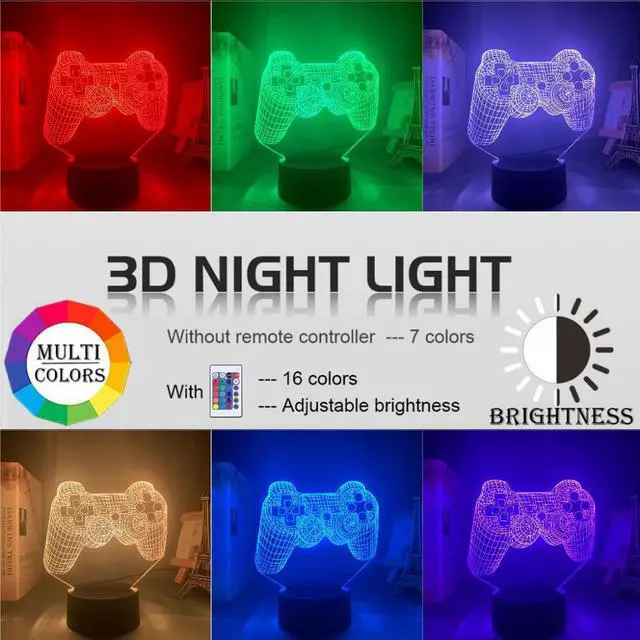 Alt view image 7 of 7 - 3D Illusion P4P Game Pad Led Night Light for Kids Child Bedroom Decor Event Prize Game Shop Idea Color Changing Desk Night Lamp