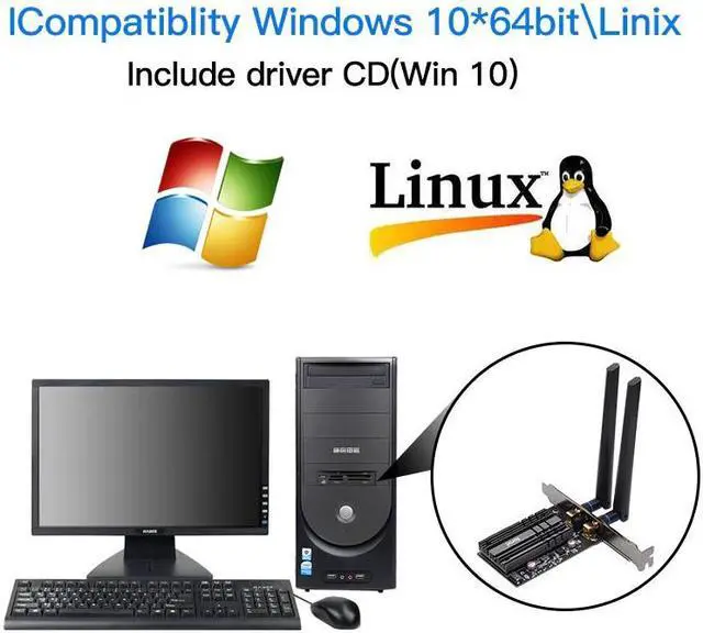 Alt view image 3 of 5 - 3000Mbps For  AX200 Dual band Bluetooth 5.1 WiFi 6 Wireless Network WiFi Card PCI-Express Adapter Desktop Card 2.4Ghz/5Ghz