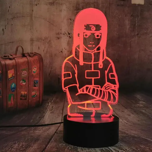 Alt view image 5 of 5 - Neji 3D Lamp Anime Naruto Sasuke LED Night Light Action Figure 7 Colors Touch Table Decoration Light Child Birthday lamp