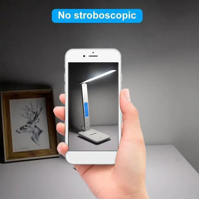 Alt view image 4 of 5 - 10W LED Table Lamp For Study Reading Touch Switch Desk Lamps With Calendar Temperature Alarm Clock Rechargeable Reading Light