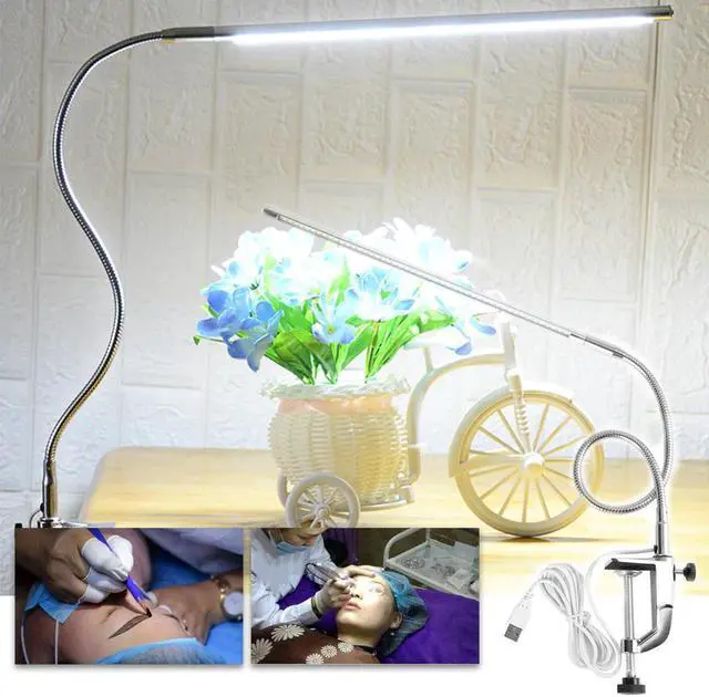 Alt view image 2 of 5 - Alloy Reading Light Clip On Adjustable 360 Degree Rotation Home Manicure USB Charging Office LED Desk Lamp Bedsides