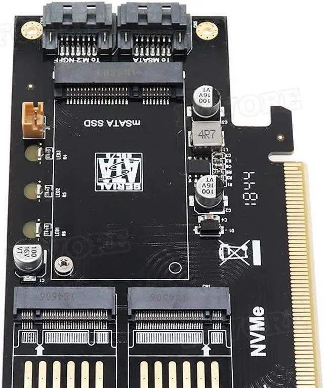 Alt view image 4 of 5 - to m2 adapter M.2 NVMe AHCI NGFF B M key mSATA 3 in 1 SSD adaper PCI express X16 to m.2 converter card