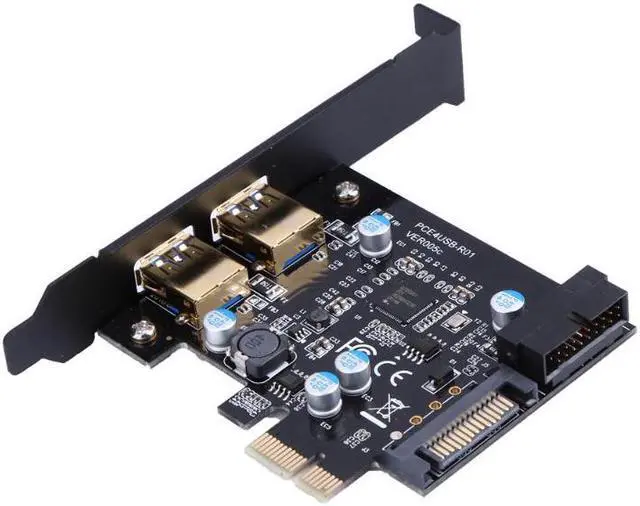 Main image of speed PCI-E to USB 3.0 with 2 USB Ports PCI Express Expansion Card 19-Pin Power Connector support PCIE 1X 4X 8X 16X