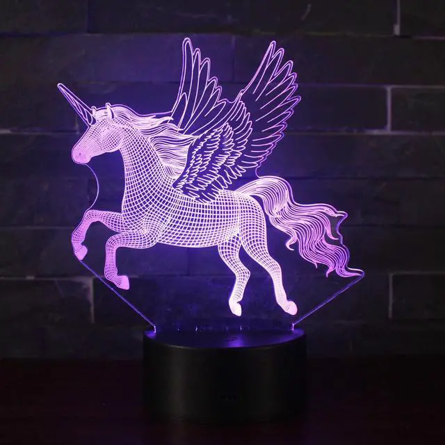 Alt view image 4 of 5 - 3D Night Light Unicorn Touch Remote Control Colorful Table Lamp Creative Gift Light Adorable Night light