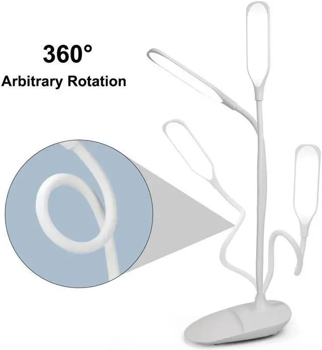 Alt view image 2 of 5 - Desk Lamp Touch Control 3 Modes Brightness Eye-Caring  Table Lamp With USB Charging Port Phone Holder For Living Room