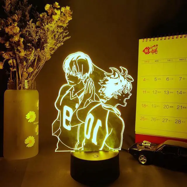 Alt view image 3 of 5 - Shoyo & kageyama tobio Figurine 3D Anime Lamp Haikyuu Comic Night LED Sensor Light Bedroom Bedside Table Decor Otaku Gift