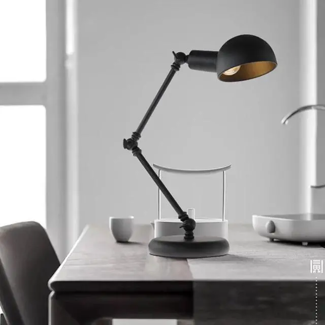 Alt view image 3 of 5 - for living room table top rustic farmhouse table lamp flexo escritorio led art deco vintage office black metal industrial
