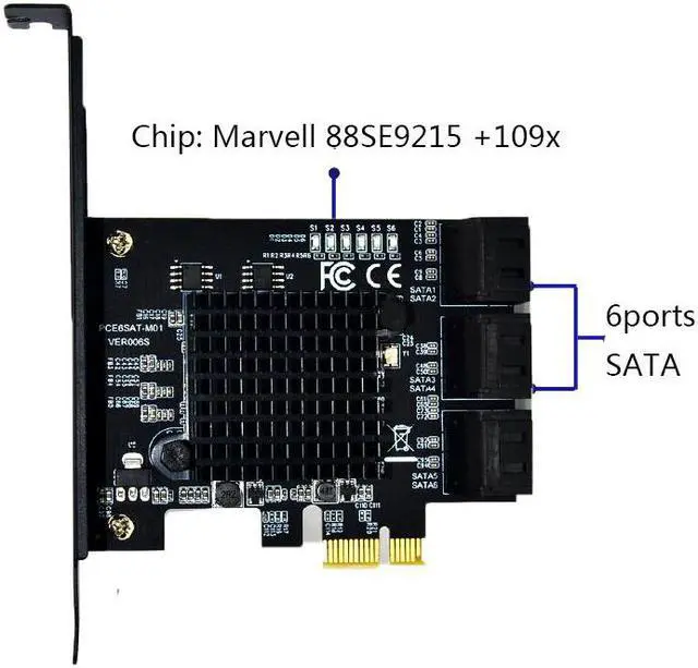 Alt view image 5 of 5 - SATA card 1X Cards PCI Express to SATA 3.0 2Ports 4ports 6ports SATA III 6Gbps Expansion Adapter Boards add on card
