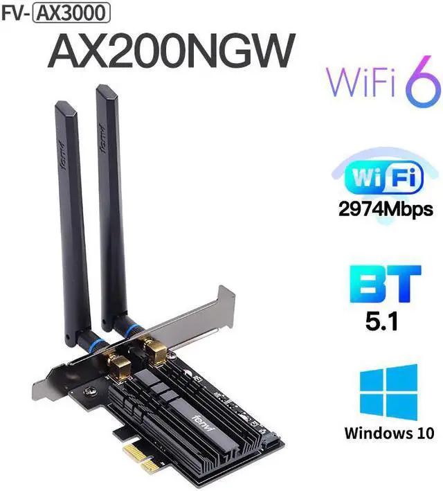 Main image of 3000Mbps For  AX200 Dual band Bluetooth 5.1 WiFi 6 Wireless Network WiFi Card PCI-Express Adapter Desktop Card 2.4Ghz/5Ghz
