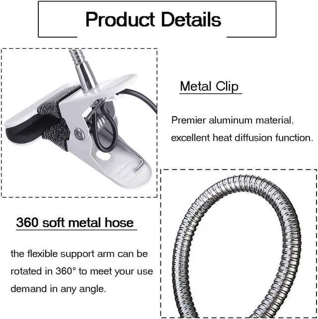 Alt view image 4 of 7 - Lamp USB LED Reading Lights Eye Protect Clamp For Kids Laptop Office Table Lamp Reading Study Lamp Night Lights