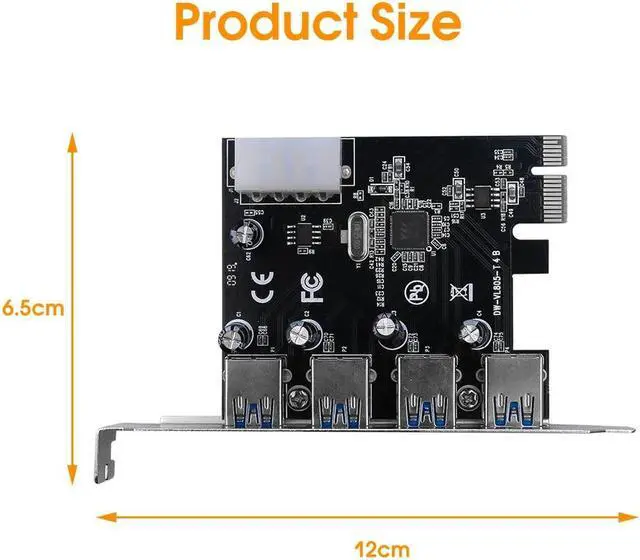 Alt view image 3 of 5 - 4 Port PCI-E To USB 3.0 HUB PCI Express Expansion Card Adapter 5 Gbps Speed USB 3 0 PCI E PCIe Express 1x For Desktop