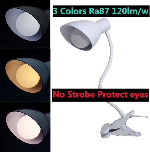 Main image of Modern LED Table Lamp for Bedroom,Desk Lamp 3CCT Color Switchable,7W 850LM Equivalent Bendable Clip Reading Light