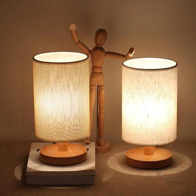 Alt view image 4 of 5 - 38# Table Lamp LED Stand Desk Lamp Bedside Lamp Night Light Warm White Gift Wood Table Lamp Flexible Bedside Lamp