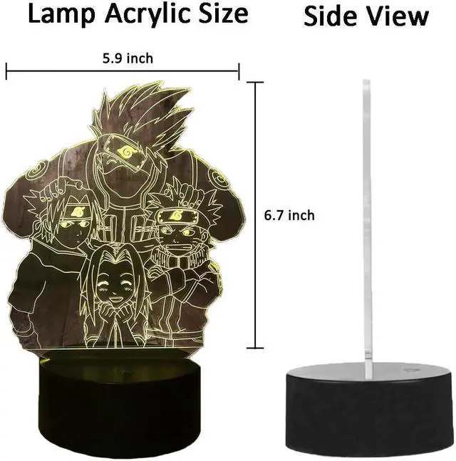 Alt view image 3 of 5 - Anime Figure 3D Optical Illusion Night Light Hatake Kakashi Uzumaki  Uchiha Sasuke Table Lamp Kid Christmas lamps