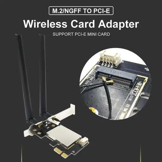 Alt view image 3 of 5 - Band 2.4Gbps PCIe Wifi Card Network Card Bluetooth Wi-Fi M.2/NGFF Wireless Card To PCI Express Adapter For Pc Desktop