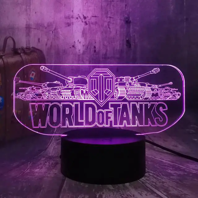 Alt view image 4 of 5 - Game World of Tanks 3D LED Night Light illusion Novelty Sleep Table Desk Lamp Boyx Kids Birthday Christmas lamp Home Decor