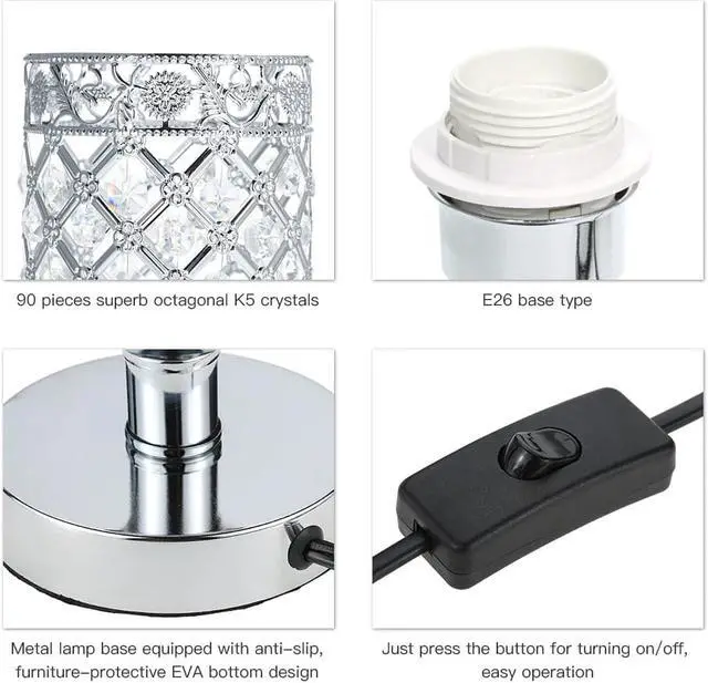 Alt view image 3 of 5 - Crystal Beside Table Lamp Desk Light Home Decorative Crystal Table Lamp for Bedroom Living Dining Room Coffee Shop