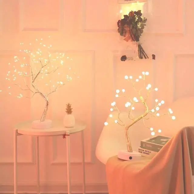 Alt view image 2 of 5 - 108 LED USB Table Lamp Copper Wire Christmas Fire Tree Night Light Table Lamp Home Desktop Decoration Christmas Decoration