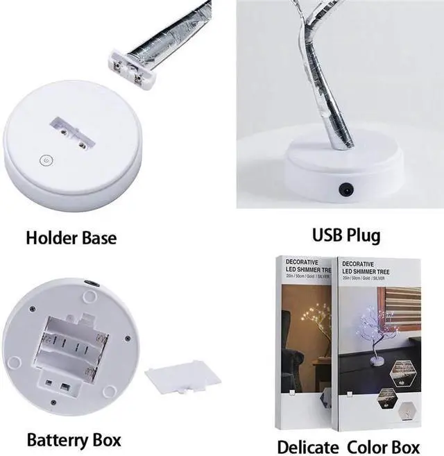 Alt view image 5 of 5 - 108 LED USB Table Lamp Copper Wire Christmas Fire Tree Night Light Table Lamp Home Desktop Decoration Christmas Decoration