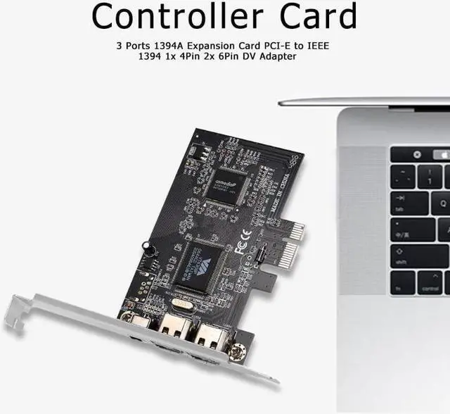 Alt view image 3 of 5 - 3 Ports 1394A Expansion Card PCI-E 1X to IEEE 1394 DV Video Adapter 1x 4Pin 2x 6Pin Controller for Desktop PC