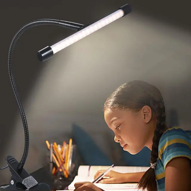 Alt view image 3 of 7 - 8W LED Clip on Lamp, Desk Light with 3 Modes 2M Cable Dimmer 10 Levels Clamp Table Lights