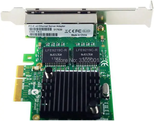 Alt view image 3 of 5 - I350-T4V2 4-Port Gigabit Ethernet PCI-Express X4  I350AM4 Server Adapter Network Card