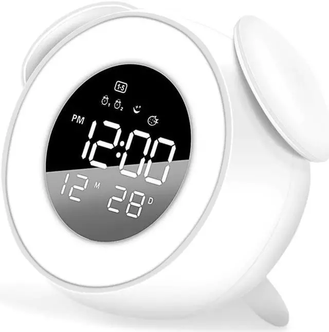 Alt view image 5 of 5 - Bedside Clock USB Electronic Table Alarm Clock Wake Up Light Alarm Clock Night Light Bedroom Lamp