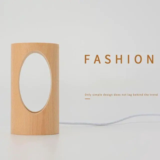 Alt view image 2 of 5 - LED Bedside Night Light Eye-protection Flicker-Free Study Home Decor Wood Desk Lamp USB Gift Dormitory Minimalist