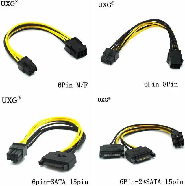 Main image of Power Cable 15 Pin 8pin Female To 6 Pin Male PCI EXPRESS PCI-E  Graphics Converter Adapter Video Card Power Cable Cord