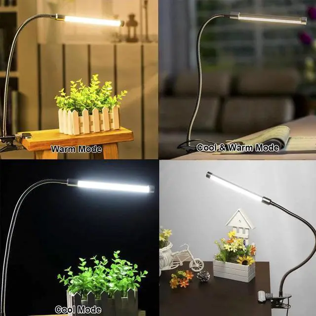 Alt view image 5 of 5 - 80 LED 8W Long Arm Table Lamps LED Desk Read Lamp Office Table Eye Protection Light USB Powered Foldable Dimmer 10 Levels Clamp