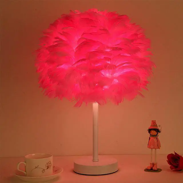 Alt view image 4 of 5 - Table Lamp Elegant Feather Lamp Lamp Nightstand Lights Bedroom Living Room Wedding Birthday Desk Lamp E27 EU Plug
